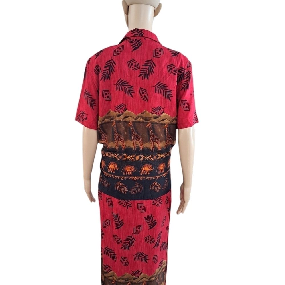 Tradition 2 Pc vintage safari print dress and short-sleeved shirt set Jungle Set - Picture 6 of 16